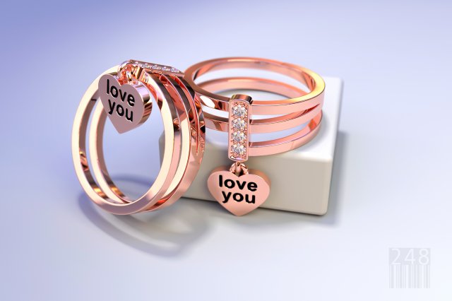 Gold ring love you 3D Model