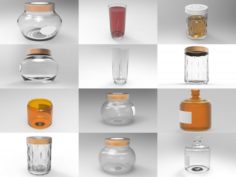 5pieces glass kitchenware 3D Model