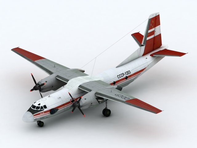 Antonov AN-26 Aeroflot Red scheme 3D Model