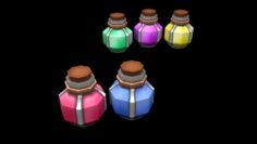Low poly potions for games 3D Model