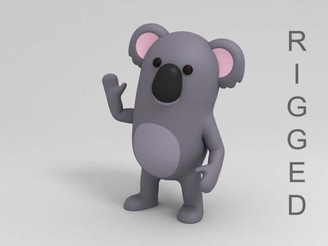 Rigged Cartoon Koala 3D Model