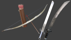Swords And Bow 3D Model