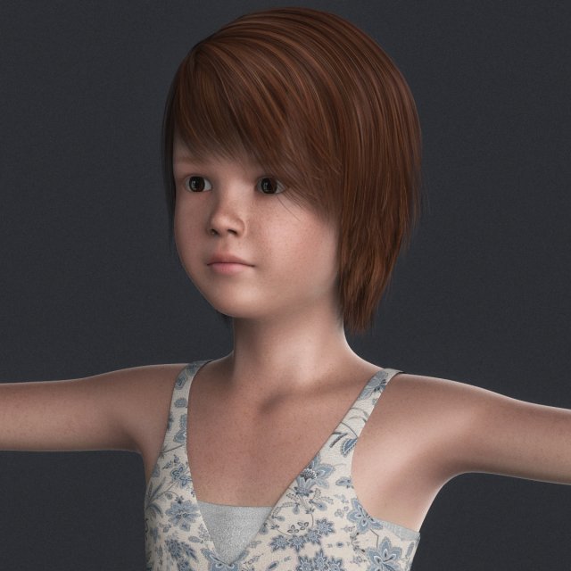 Realistic Beautiful Girl Child 3D Model