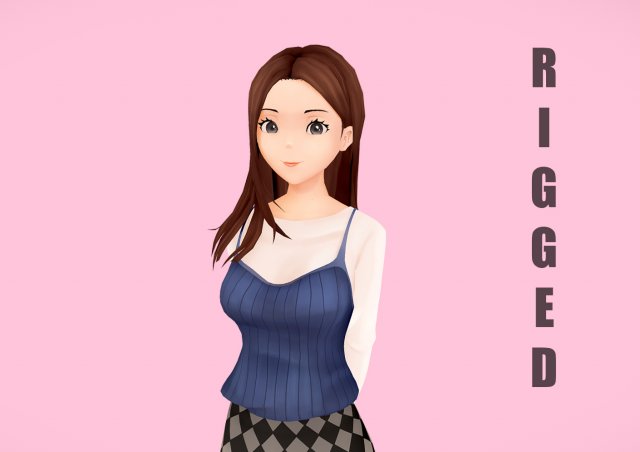 Gothic anime girl free 3d model  download obj file