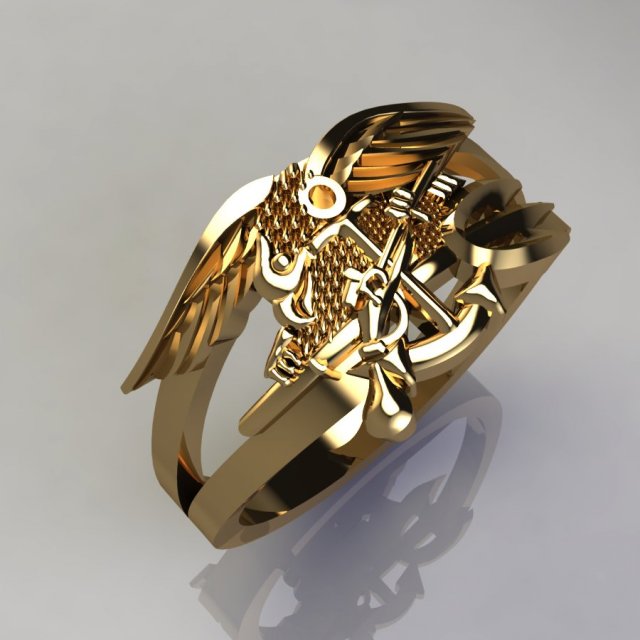 Eagle ring with gun 3D Model