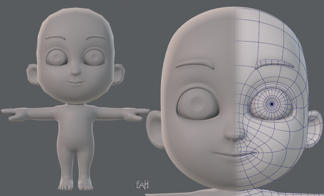 Base mesh child character V02 3D Model