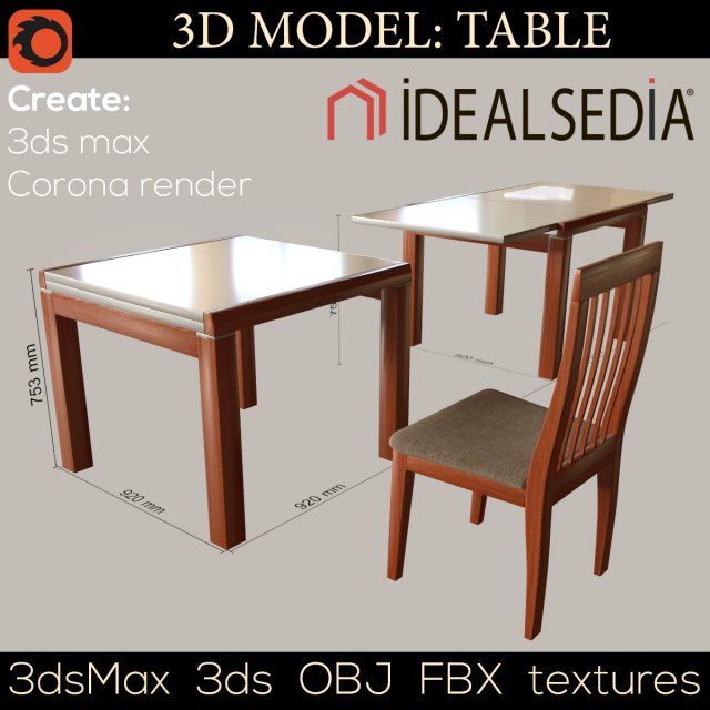 Table Ideal Sedia 3D Model