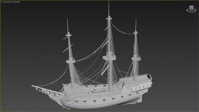 Game-optimized model of a medieval ship 3D Model