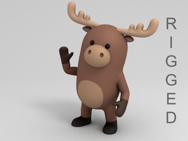 3D Rigged Cartoon Moose 3D Model