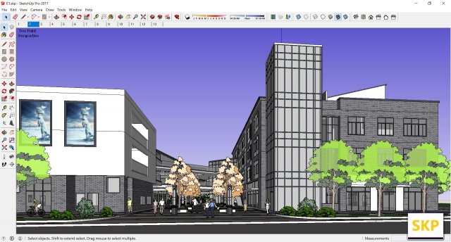 Sketchup Commercial and office complex E1 3D Model