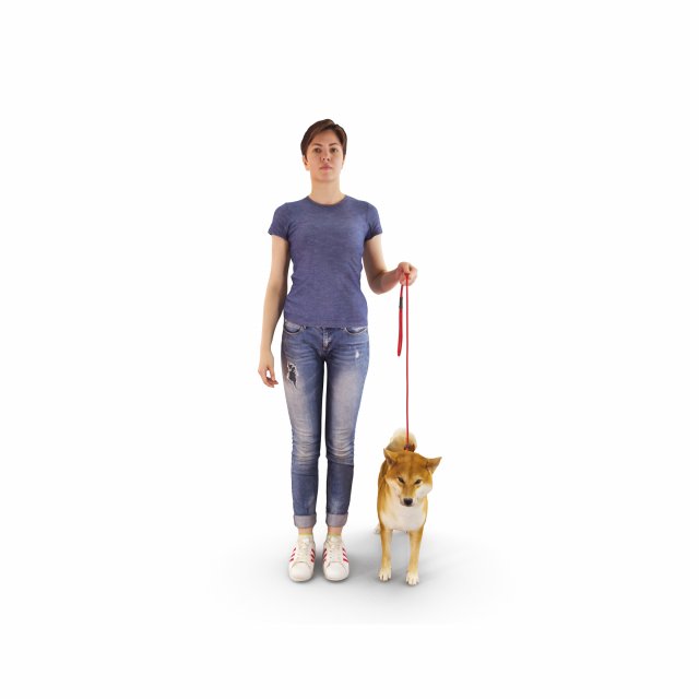 Girl Training Dog 3D Model