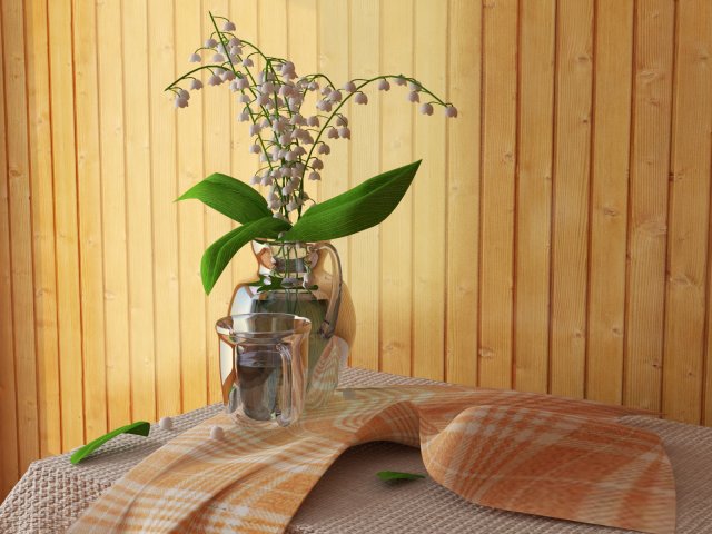 Vase with lily of the valley 3D Model