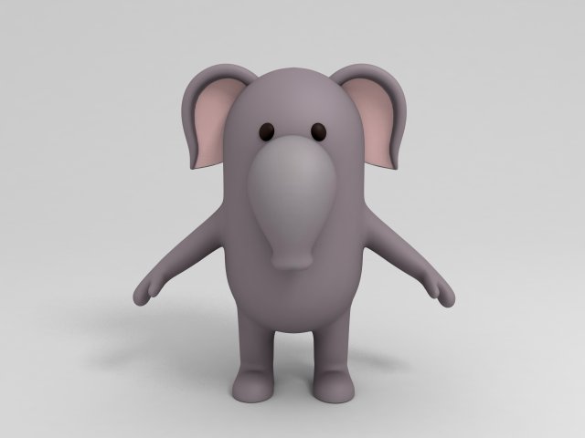 3D Cartoon Elephant 3D Model 