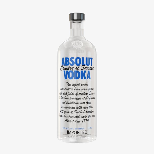 Absolut Vodka Bottle 3D Model