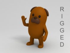 Rigged Cartoon Brown Dog 3D Model