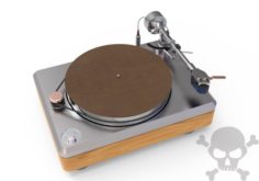 Chrome and wood turntable 3D Model