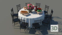 3D-Model 
Covered dining table with chairs