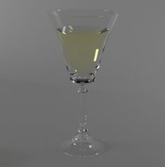 Wineglass with wite wine 3D Model