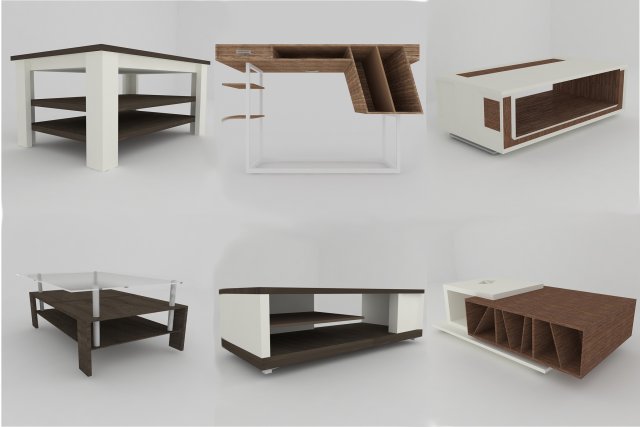 Collection of modern tables 3D Model
