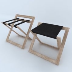 Wood-leather stool 3D Model