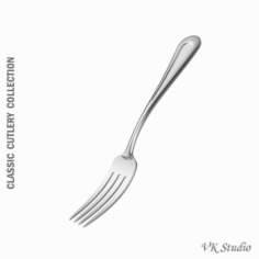Dessert Fork 4 Tines Classic Cutlery 3D Model