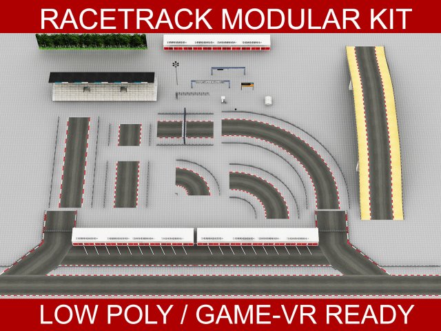 Race Track Modular Construction Kit 3D Model