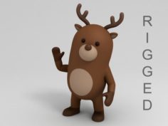 Rigged Cartoon Reindeer 3D Model