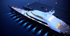 Mega yacht complete day and night scenes 3D Model