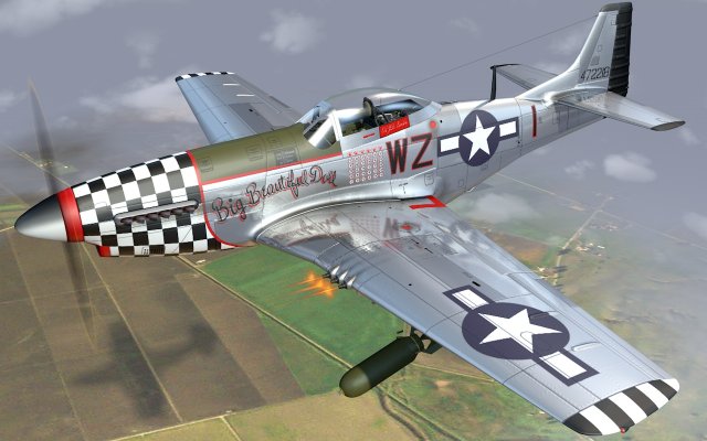 Mustang P-51 D in flight 3D Model