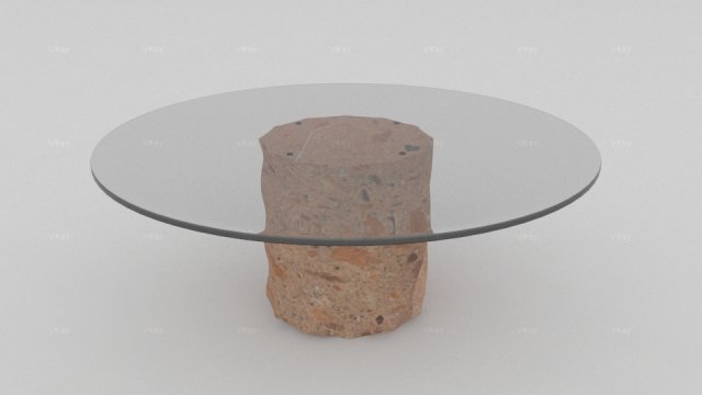 Quarry Orange Base and Glass Table 3D Model