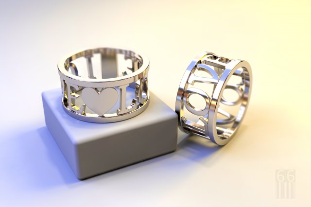 Ring with heart and inscription LOVE 3D Model