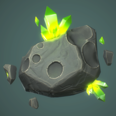 Stone with crystals Game Ready 3D Model