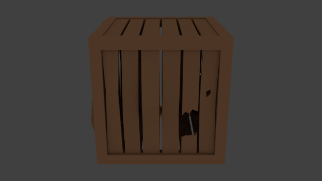 Low poly Old wooden box 3D Model