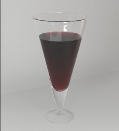 Wineglass cone form with red wine 3D Model