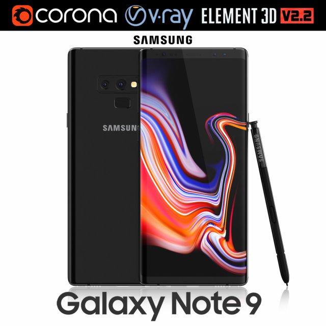 Samsung GALAXY Note 9 Midnight Black 3D Model