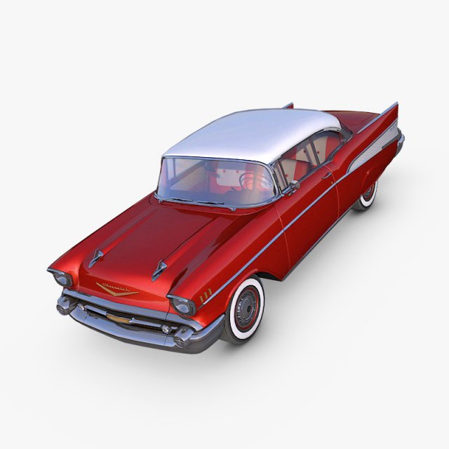 Chevrolet Bel Air 1957 red 3D Model