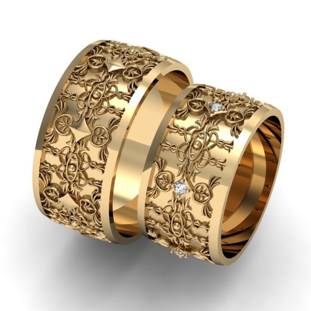 Beautiful wedding rings with gems 3D Model
