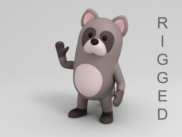 3D Rigged Cartoon Raccoon model 3D Model