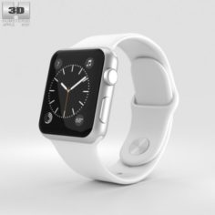 Apple Watch Series 2 38mm Silver Aluminum Case White Sport Band 3D Model