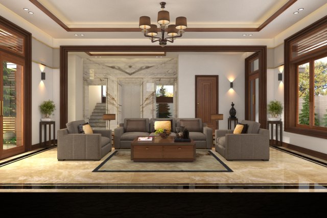 Villa livingroom tradition 3D Model
