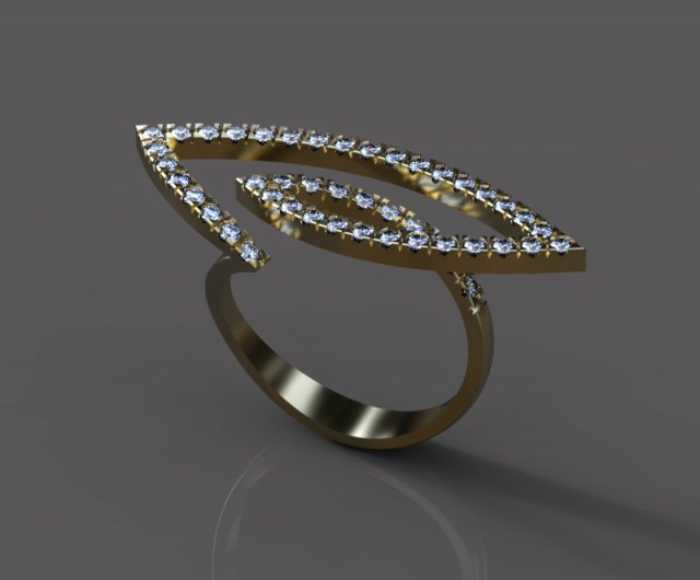 Stylish ring with diamonds 3D Model