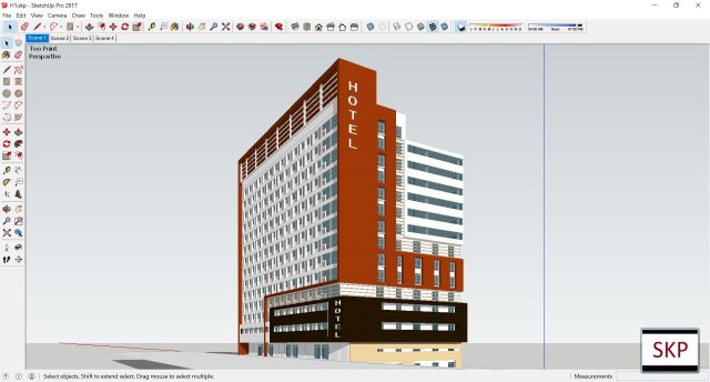 Sketchup Hotel H1 3D Model