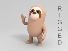 Rigged Cartoon Sloth 3D Model