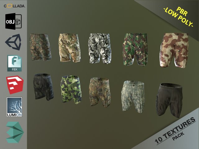 Camouflage Pants 1 3D Model