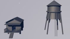 Small cottage is water tank 3D Model