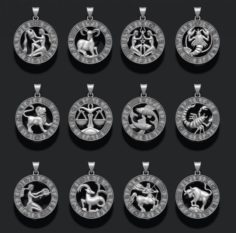 Jewellery horoscope signes lite pack 3D Model