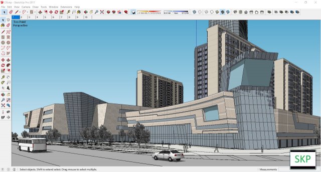 Sketchup Commercial and office complex D9 3D Model