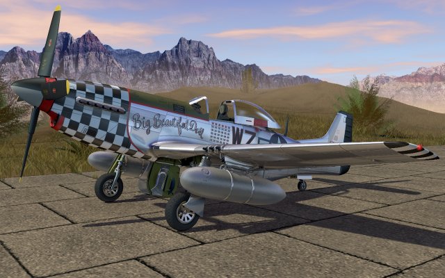 Mustang P-51 D on the runway 3D Model