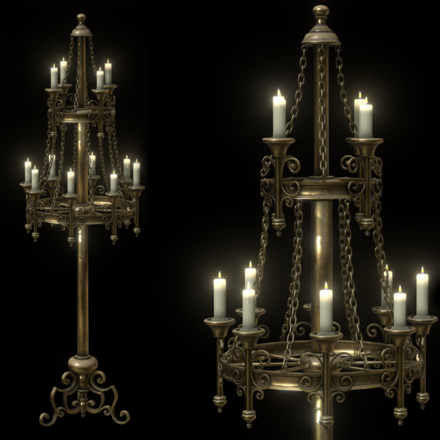 Big Brass Candle Stand 3D Model