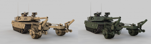 M1A2 Abrams with Mine Trawl 3D Model